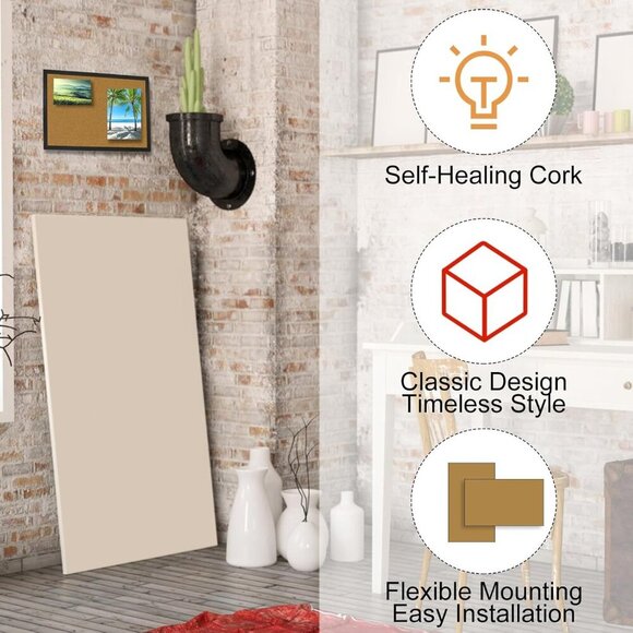 Cork Bulletin Board 17.7"X 13.3", Notice Pin, Ideal for Office & Home Decor, Sch - Picture 4 of 8